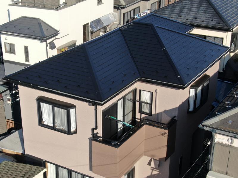 上尾市屋根塗装後艶で太陽光反射保証12年