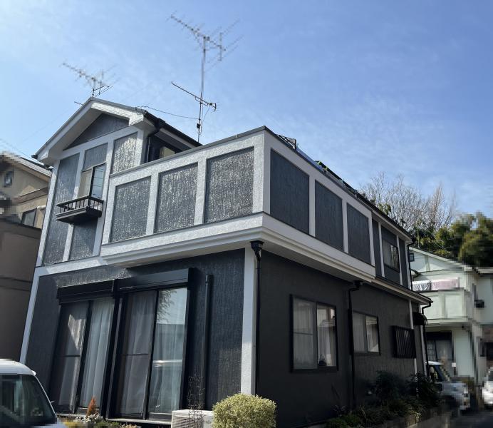 外壁塗装、屋根塗装、バルコニー防水工事（通気緩衝工法）、付帯部塗装