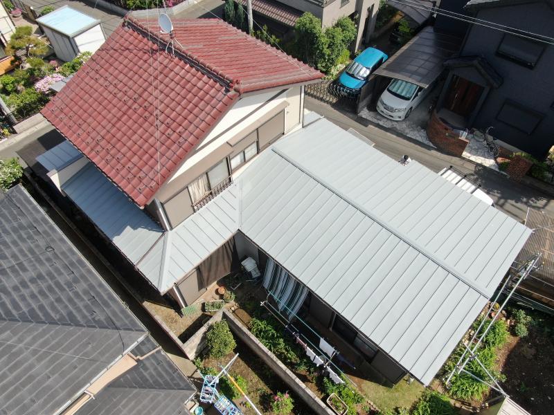 屋根葺き替え　ベランダ撤去