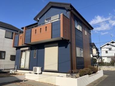 外壁塗装・屋根カバー~ネイビー✕茶~|桶川市|